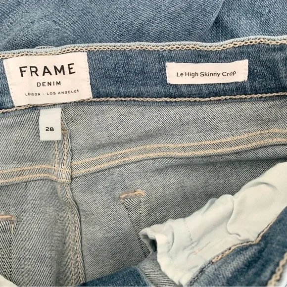 Frame Denim Le High Skinny Crop Chewed-hem Jeans in Paltrow Place size 28 - Picture 9 of 9